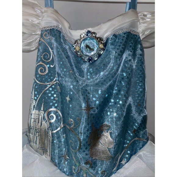 Disney Store Cinderella Costume Dress Up Halloween Princess Blue Gown Girl 7/8 - Picture 3 of 14
